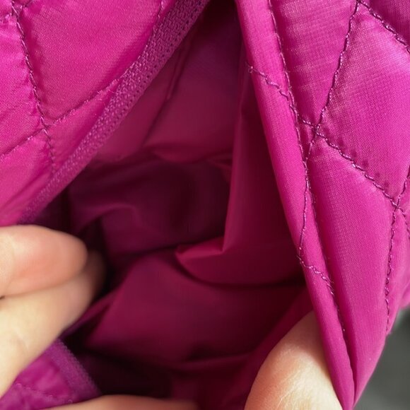 Lands' End Puffer Jacket Full Zip Hot Pink Pockets Size Medium M - Picture 12 of 16